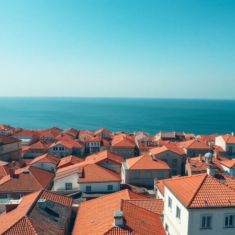 Zračni pogled na krovove starog dijela Splita i Jadransku obalu